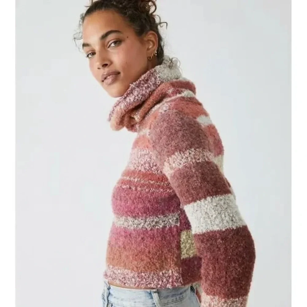 NWT Free People My Girl Turtleneck Sweater In Sunburst Combo Wool Blend